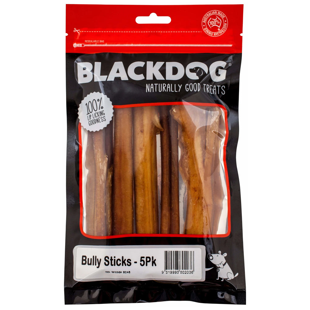 Blackdog Beef Bully Sticks Dog Chews 5 Pack Natural Long Lasting High Protein