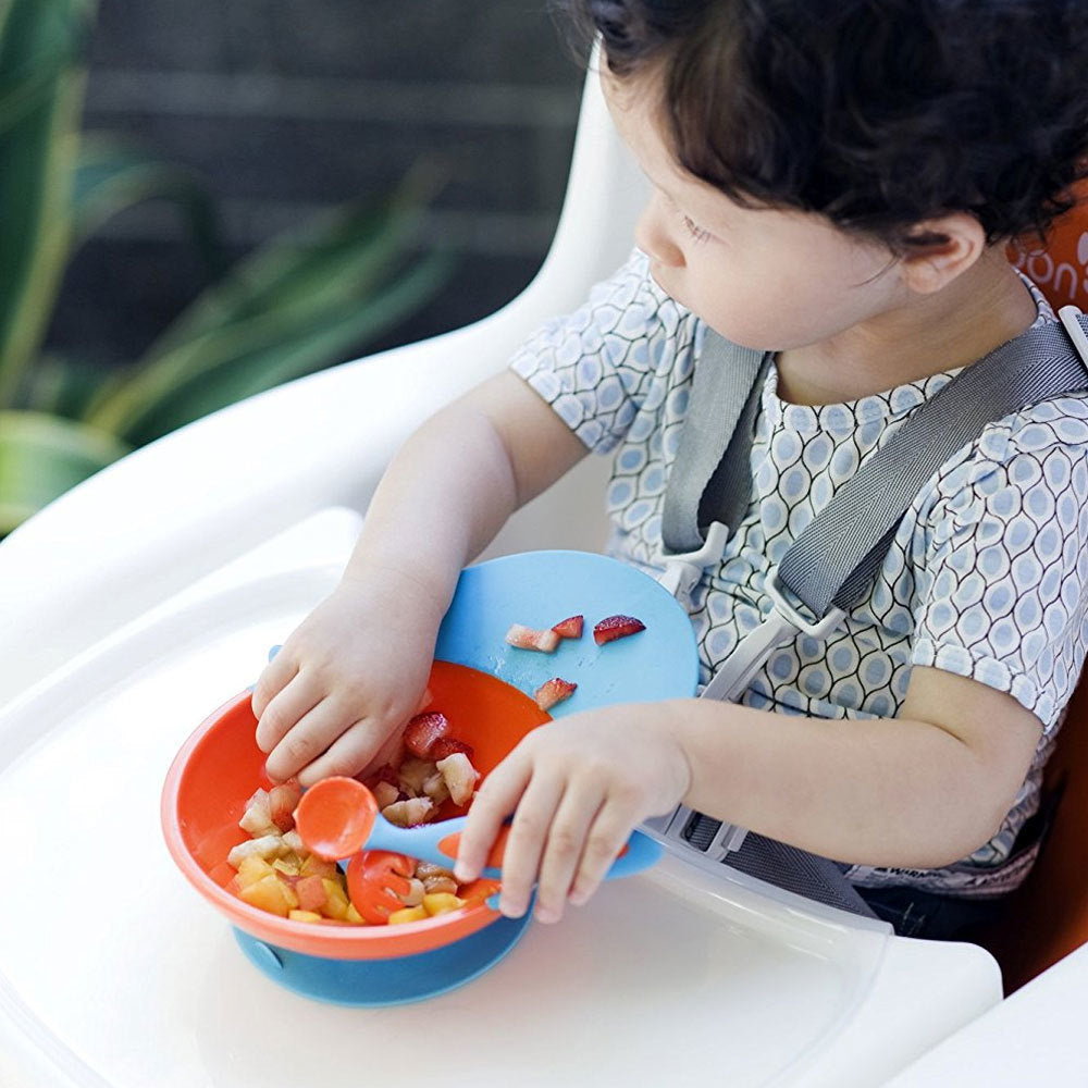 Boon Catch Bowl with Spill Catcher - Blue/Orange (2 Pack) — image 4