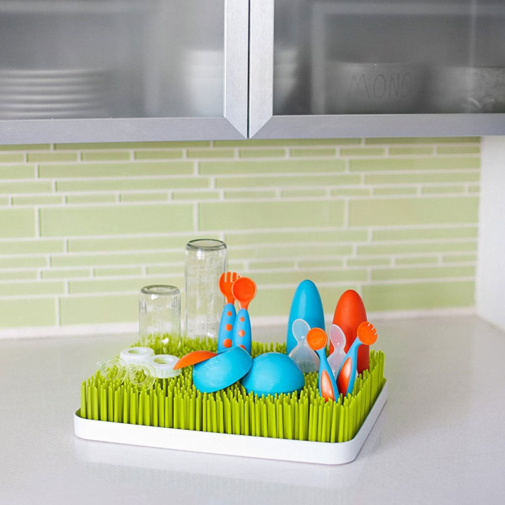 Boon Lawn Countertop Drying Rack/Holder/Dryer Baby Bottle/Utensils Green/White — image 3