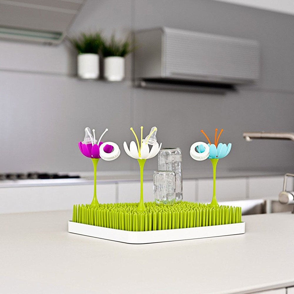 Boon Lawn Countertop Drying Rack/Holder/Dryer Baby Bottle/Utensils Green/White — image 4