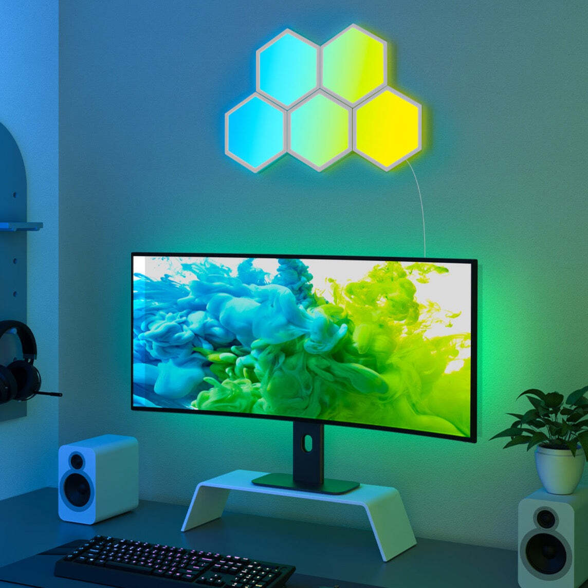 Govee Rgbic Hexagon Glide Smart Light Panels Wall-Mount Set (5 Pieces) — image 3