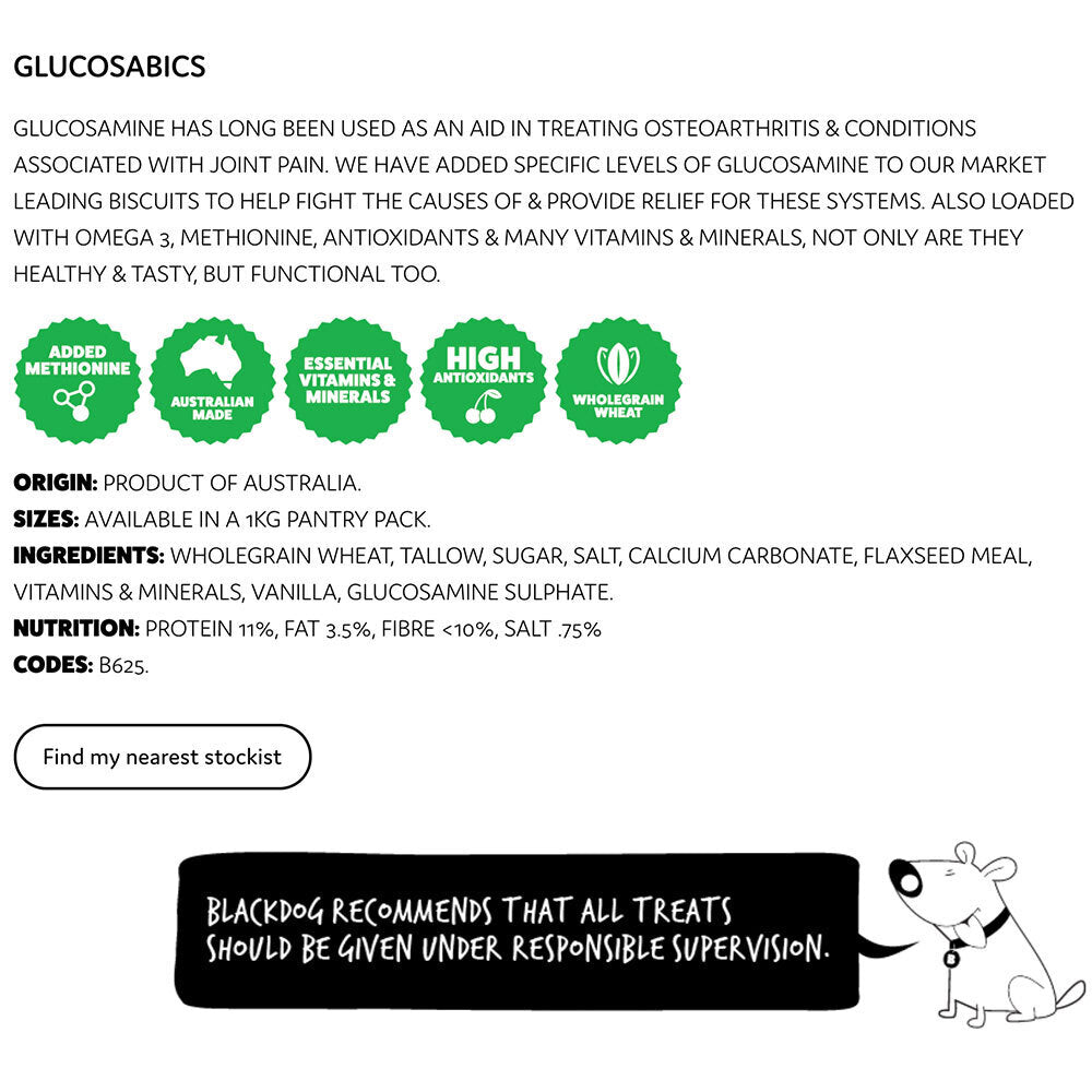 Blackdog 1kg Premium Dog Biscuits Puppy Pet Healthy Food Treats Glucosabic (2 Pieces) — image 4