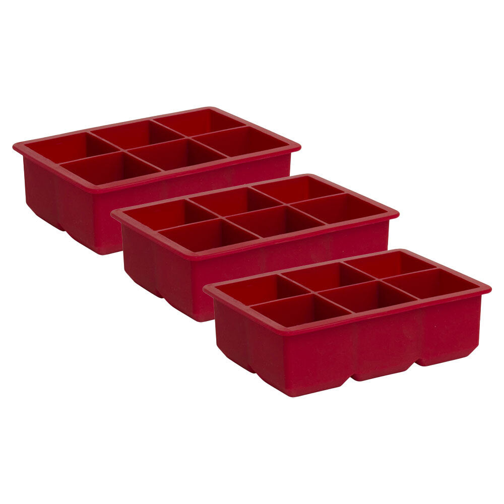 Barpro XL 6 Cube Mould Easy Release Silicone Dishwasher Safe Ice Maker Tray (3 Pack)