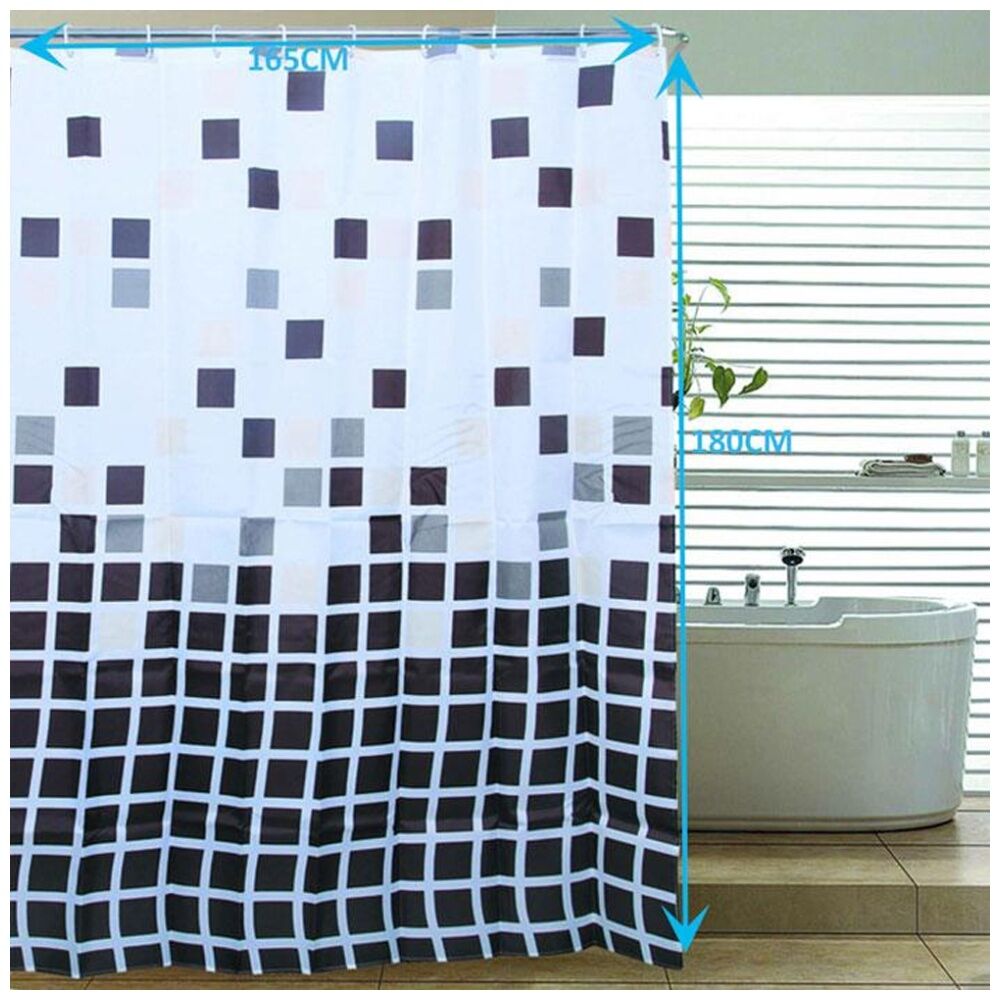 Divine Living Deluxe Shower Curtain w/ Hooks 50gsm 165x170cm Assorted (2 Pack) — image 5