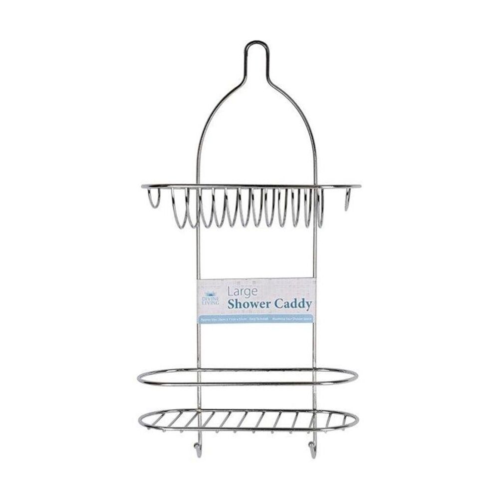 Divine Living Shower Caddy Chrome Storage Organiser 26x11x51cm Silver (2 Pack) — image 2