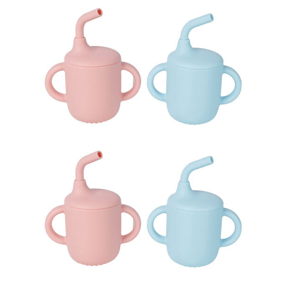 Cuddle Bug Baby/Toddler Silicone Training Sippy Cup 180ml w/ Straw Pink/Blue (4 Pack)