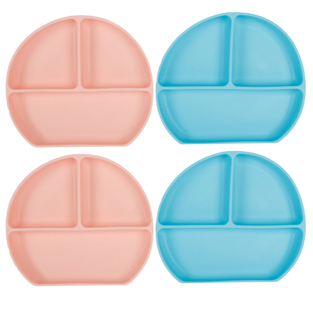 Cuddle Bug Baby Feeding Silicone Suction Divided Plate 20.7X3.4Cm Assorted (4 Pack)