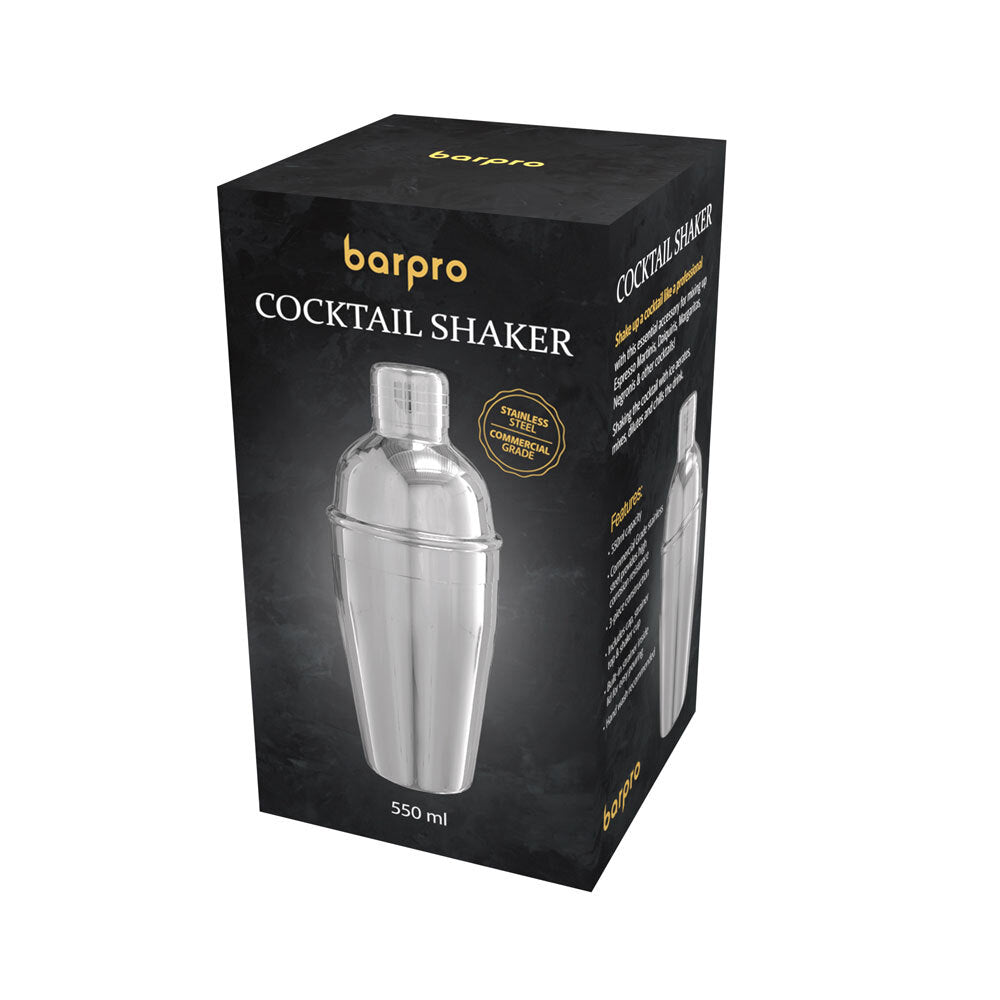 Barpro 550ml Stainless Steel Bar/Cocktail Martini Mixer Shaker w/Strainer — image 2