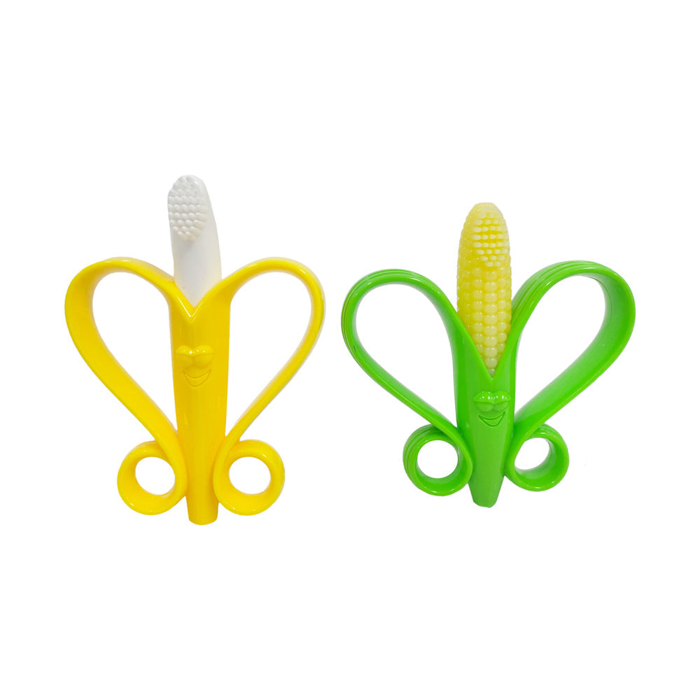 Cuddle Bug Baby/Toddler Teethers Corn Shape Toy w/ Brush 10x9cm 2 Assorted
