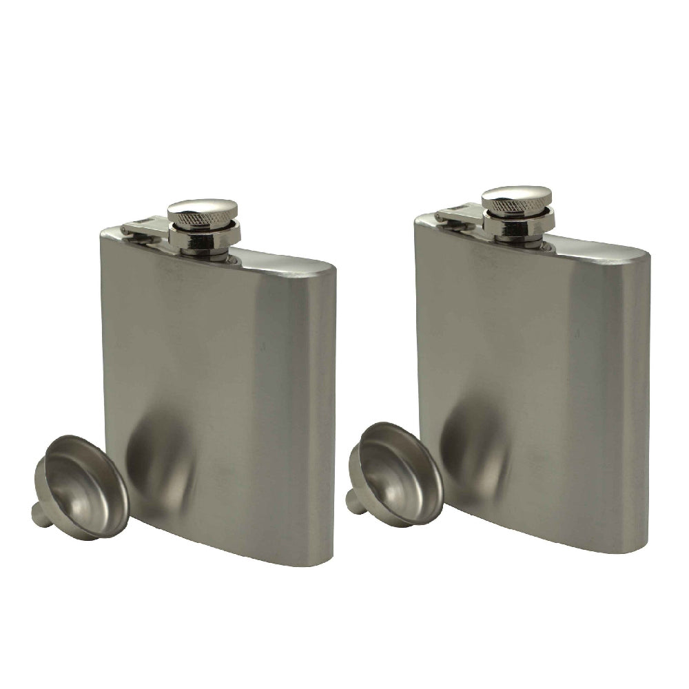Barpro 177ml Winex Hip Flask and Funnel Set Silver (2 Pack)