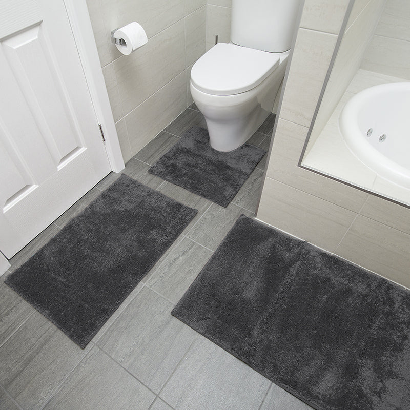 Bambury Ultra soft Microplush Giant Bath Mat 60 x 100cm Pewter Woven Raised Pile — image 2