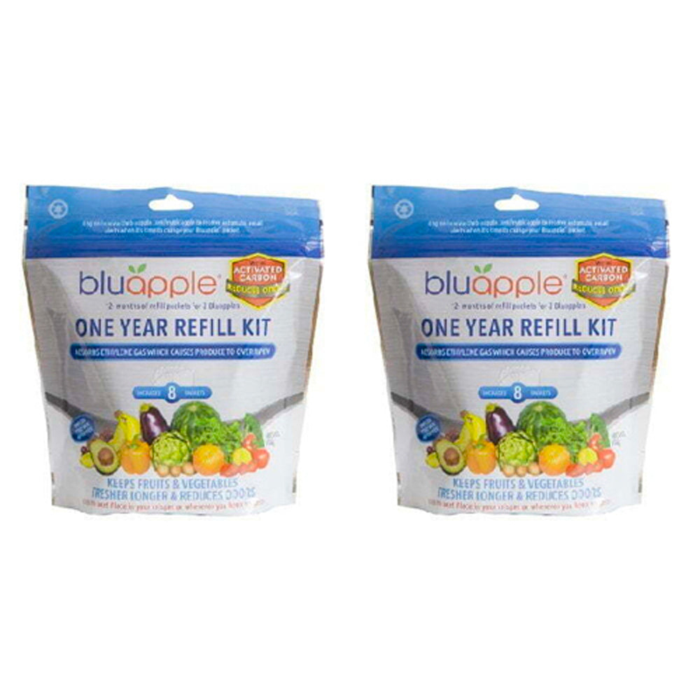 Bluapple Fresh Produce Fruit/Vegetable Saver w/ Activated Carbon Refill Kit (2 Pack)