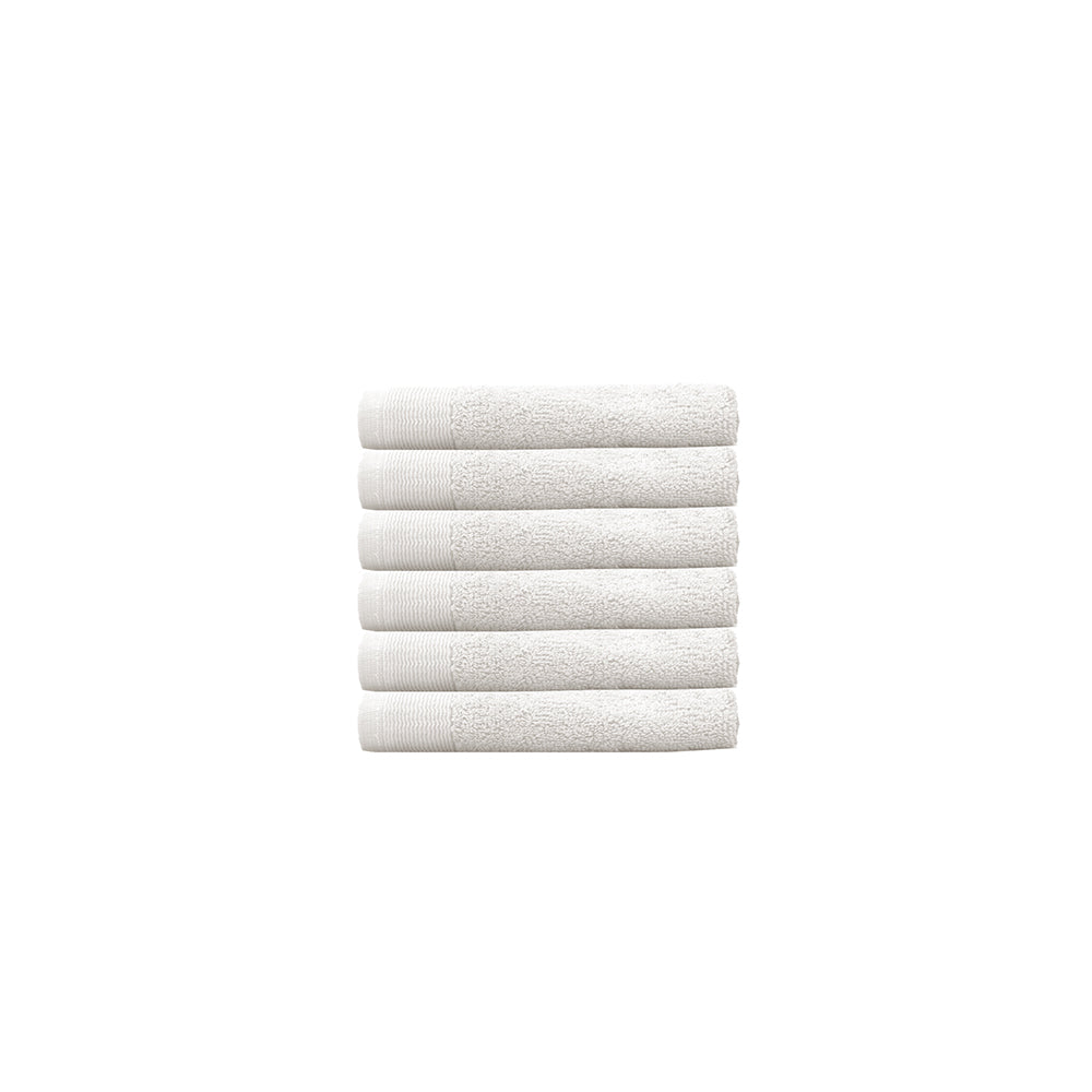 Bambury Elvire Face Washer 6 Pack Cotton Super Soft 600gsm - Ultra Ivory 33x33cm Woven
