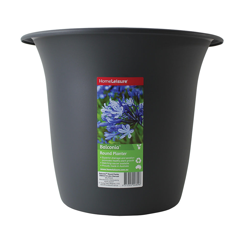 Homeleisure Balconia Round Planter Flower/Plant Pot Garden Decor 35cm Charc