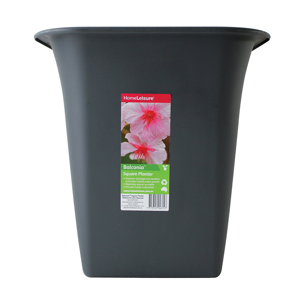 Homeleisure Balconia Square Planter Flower/Plant Pot Garden Decor 35cm Charc (3 Pack)