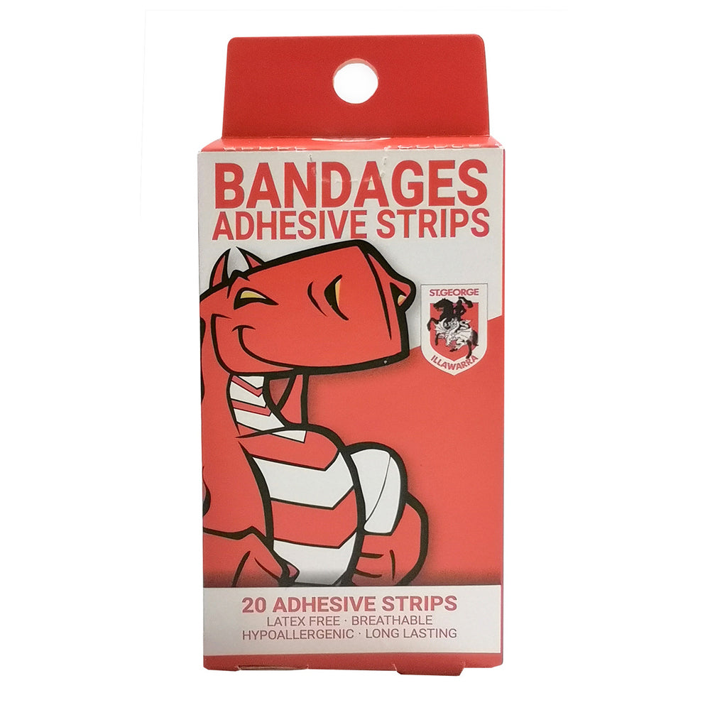 NRL Mascot St. George Illawara Kids/Toddler Adhesive Strips Bandages 6y+ (20 Pieces)