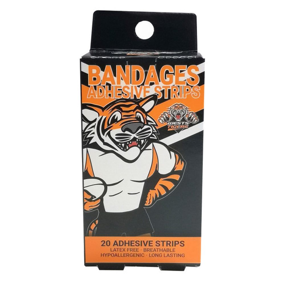 NRL Mascot Wests Tigers Kids/Toddler Adhesive Strips Plasters Bandages 6y+ (20 Pieces)