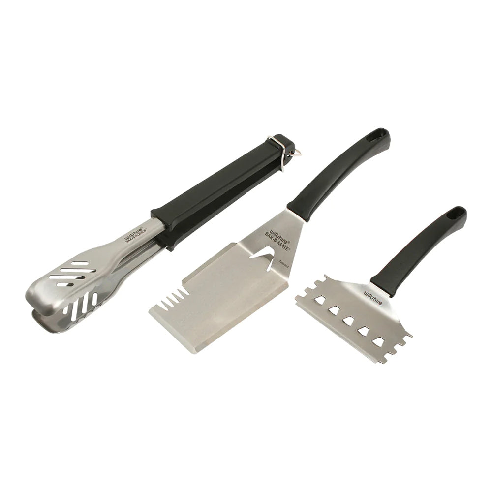 Wiltshire Bar-B Barbeque/BBQ Cook & Clean/Cleaning Kit Tongs/Scraper/Spatula (3 Pieces)