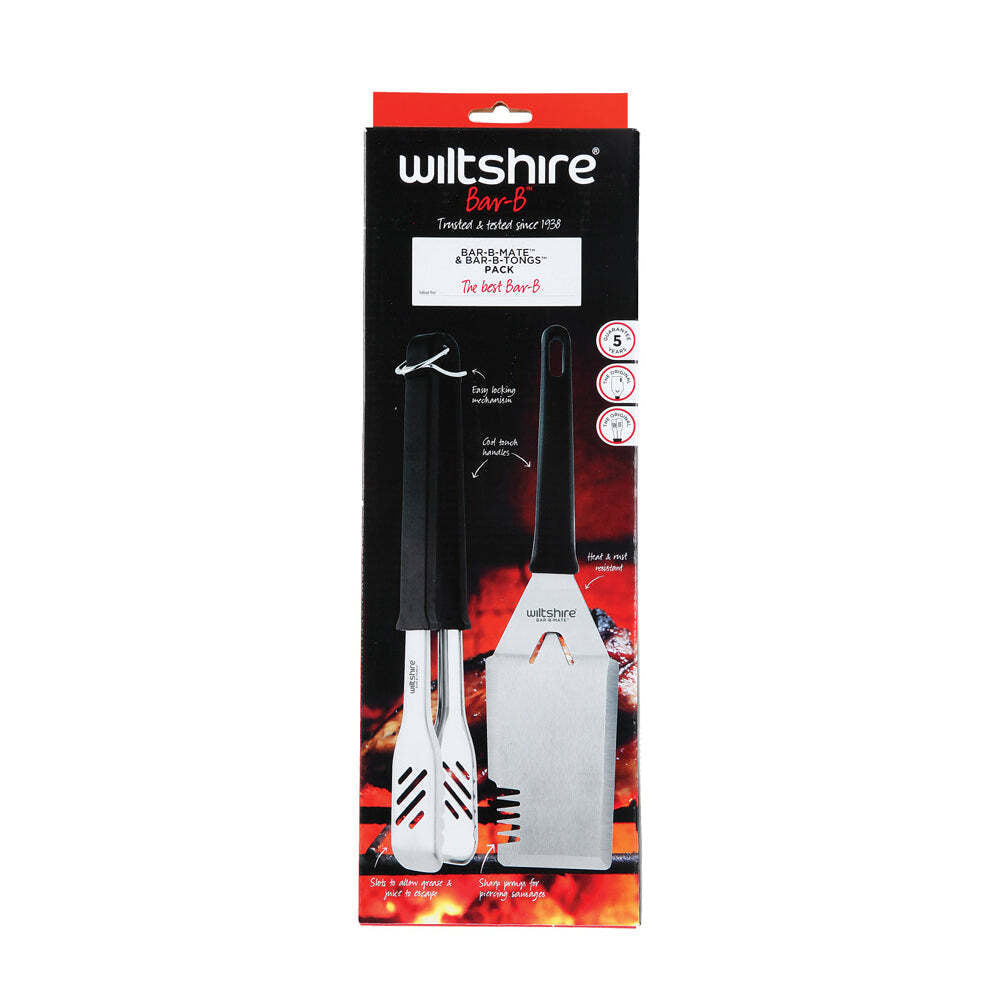 Wiltshire Bar-B Mate and Bar-B Tongs Barbeque Cooking Utensil Tools Duo Pack