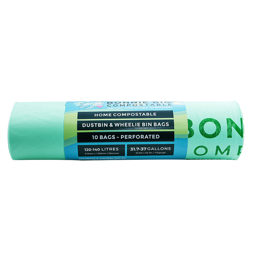 Bonnie Bio Compostable 120-140L Dustbin & Wheelie Bin/Garbage Bags Green (10 Pack)