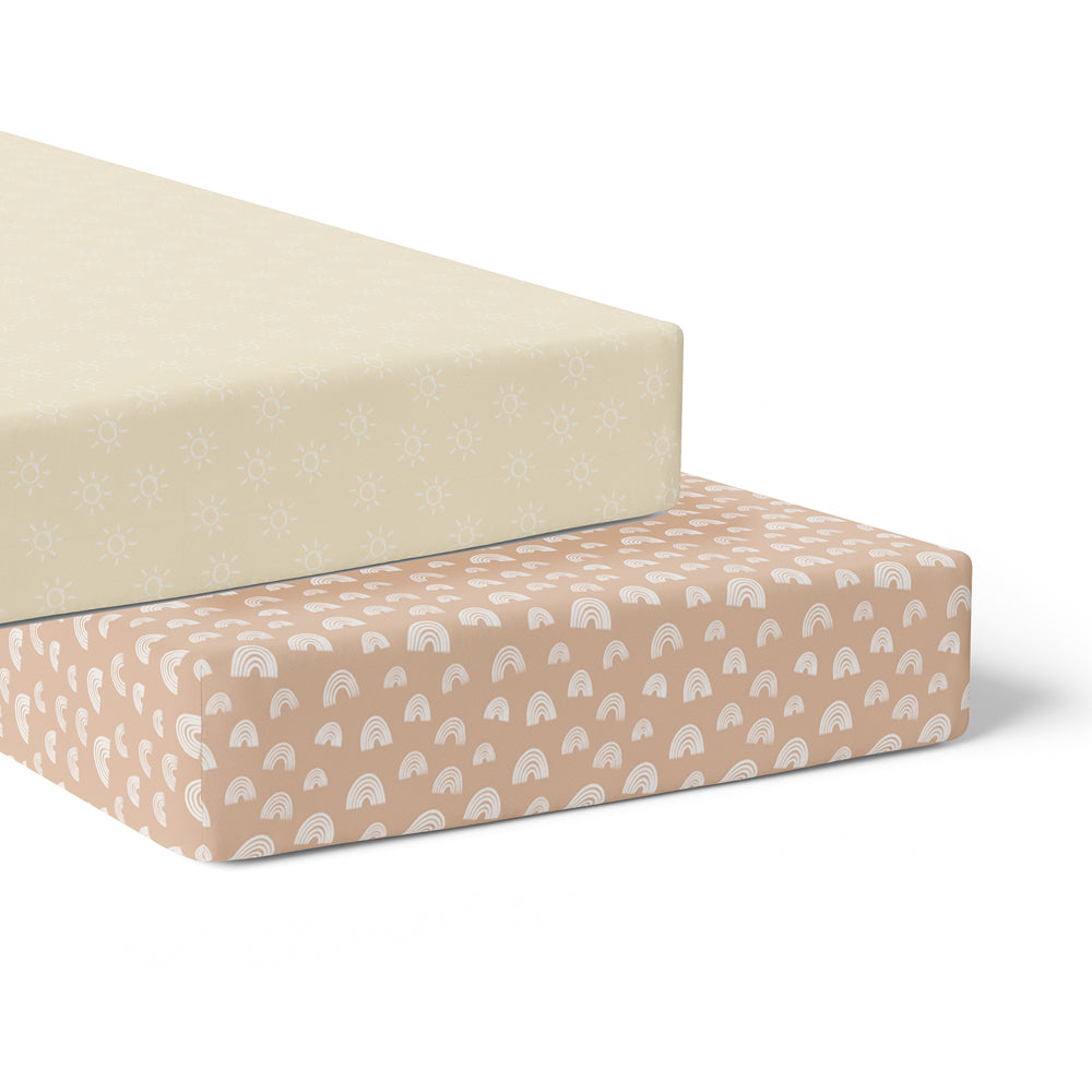 Bubba Blue Nordic Baby Jersey Cot Fitted Sheet, Dusty Vanilla/Latte (2 Pieces) — image 2