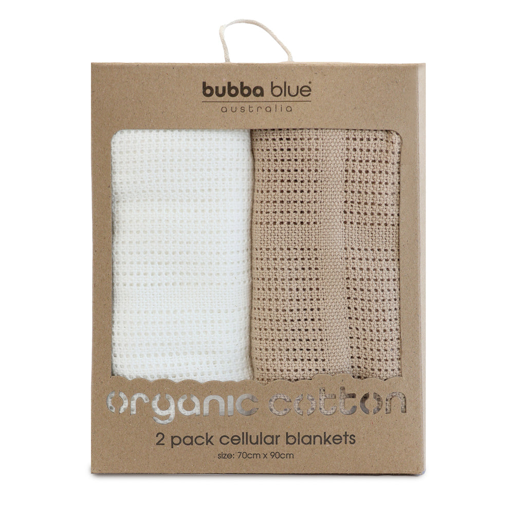 Bubba Blue Organic Cotton Baby/Childrens Cellular Blankets, Chestnut (2 Pieces)