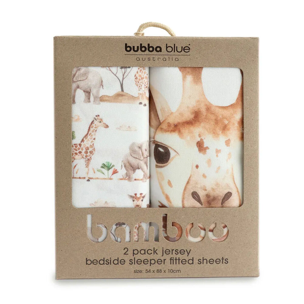 Bubba Blue Bamboo Adventure Jersey Bedside Sleeper Fitted Sheets 54x88cm (2 Pieces)