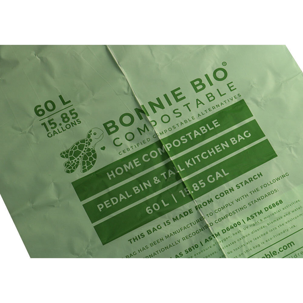 Bonnie Bio Compostable 60L Pedal Bin & Tall Kitchen/Garbage/Bin Bags Green (60 Pack) — image 5