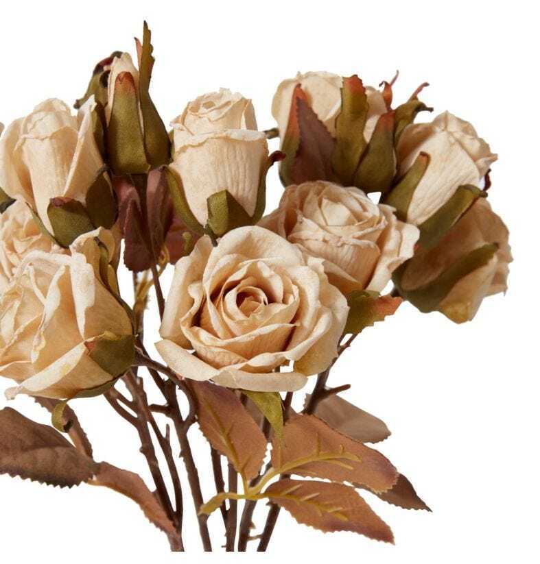 E Style 43cm Plastic Rose Decor Bundle Artifical Faux Flower Antique Cream — image 2