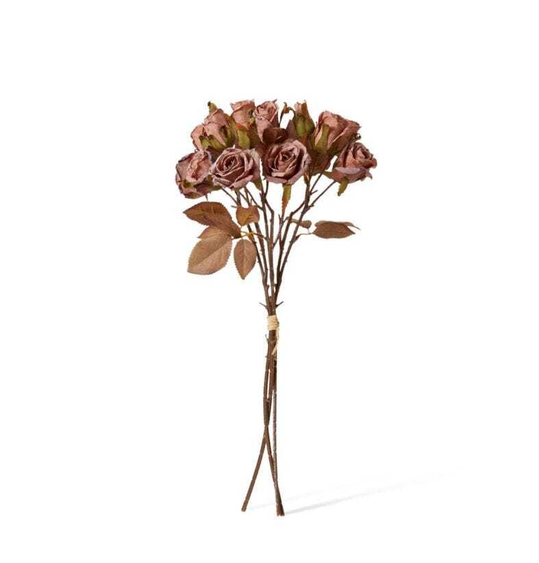 E Style 43cm Plastic Rose Decor Bundle Artifical Faux Flower Dusty Mauve