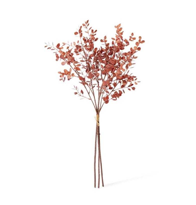 E Style 72cm Plastic Eucalyptus Decor Bundle Artifical Faux Plant Dusty Red