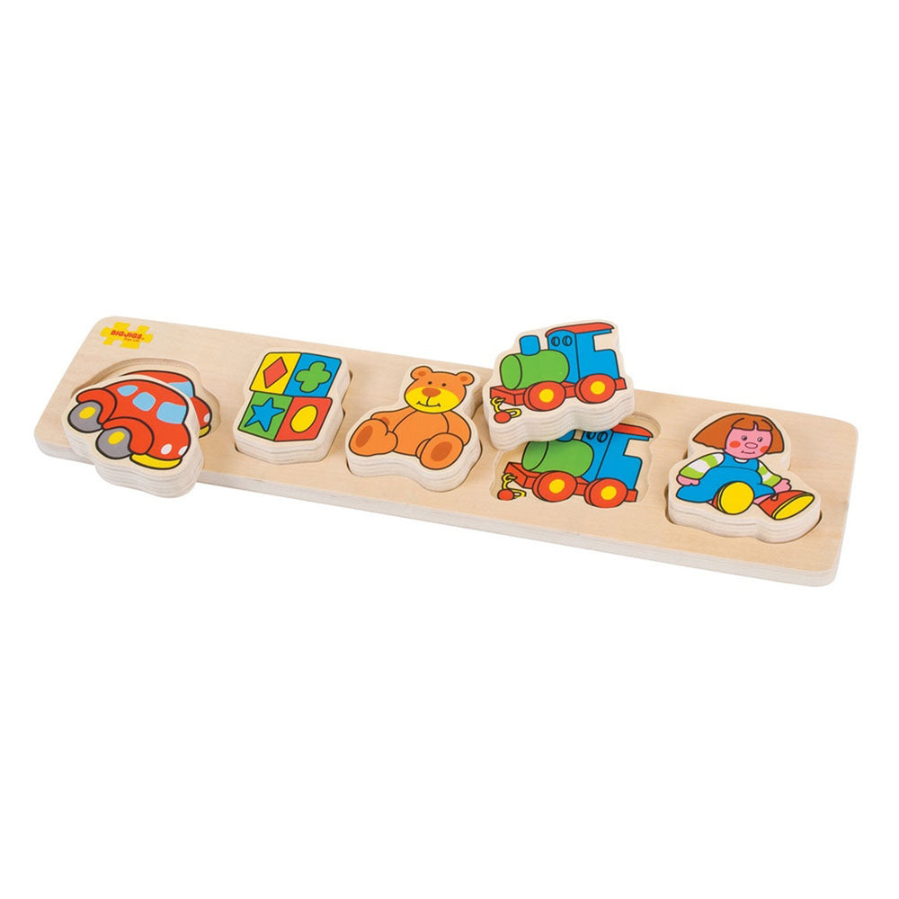 Bigjigs Toys 33cm Chunky Lift & Match Puzzle Kids Wooden Learning Toy 12m+ (6 Pieces)