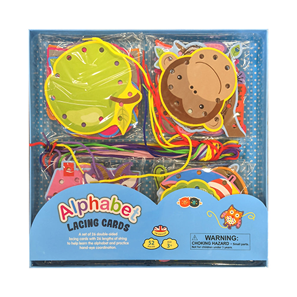Buddy & Barney Alphabet Educational Lacing Cards Kids Learning Toy 3y+ (52 Pieces)