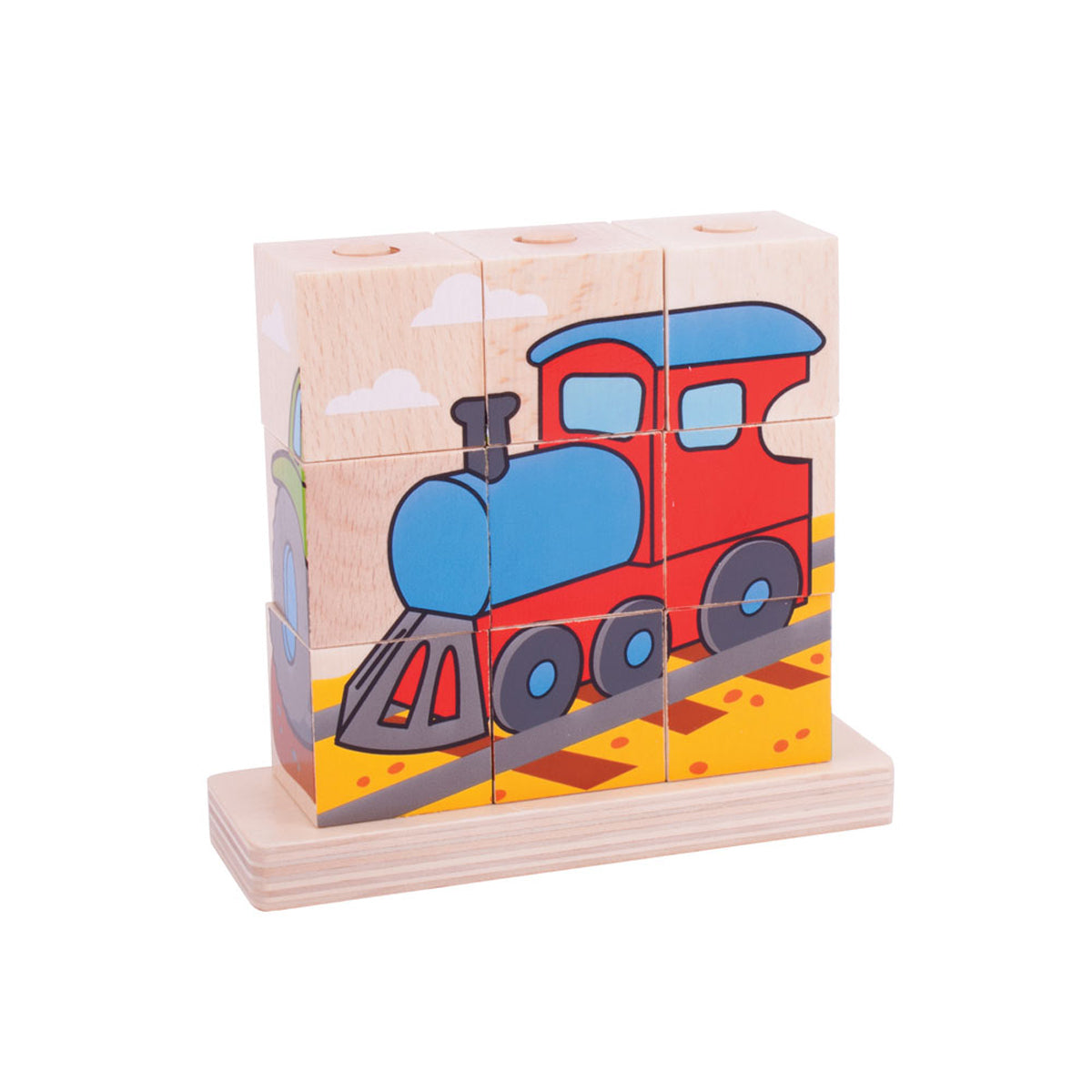 Bigjigs Toys Stacking Blocks Puzzle Transport Kids Wooden Sensory Toy 12m+ (10 Pieces) — image 3