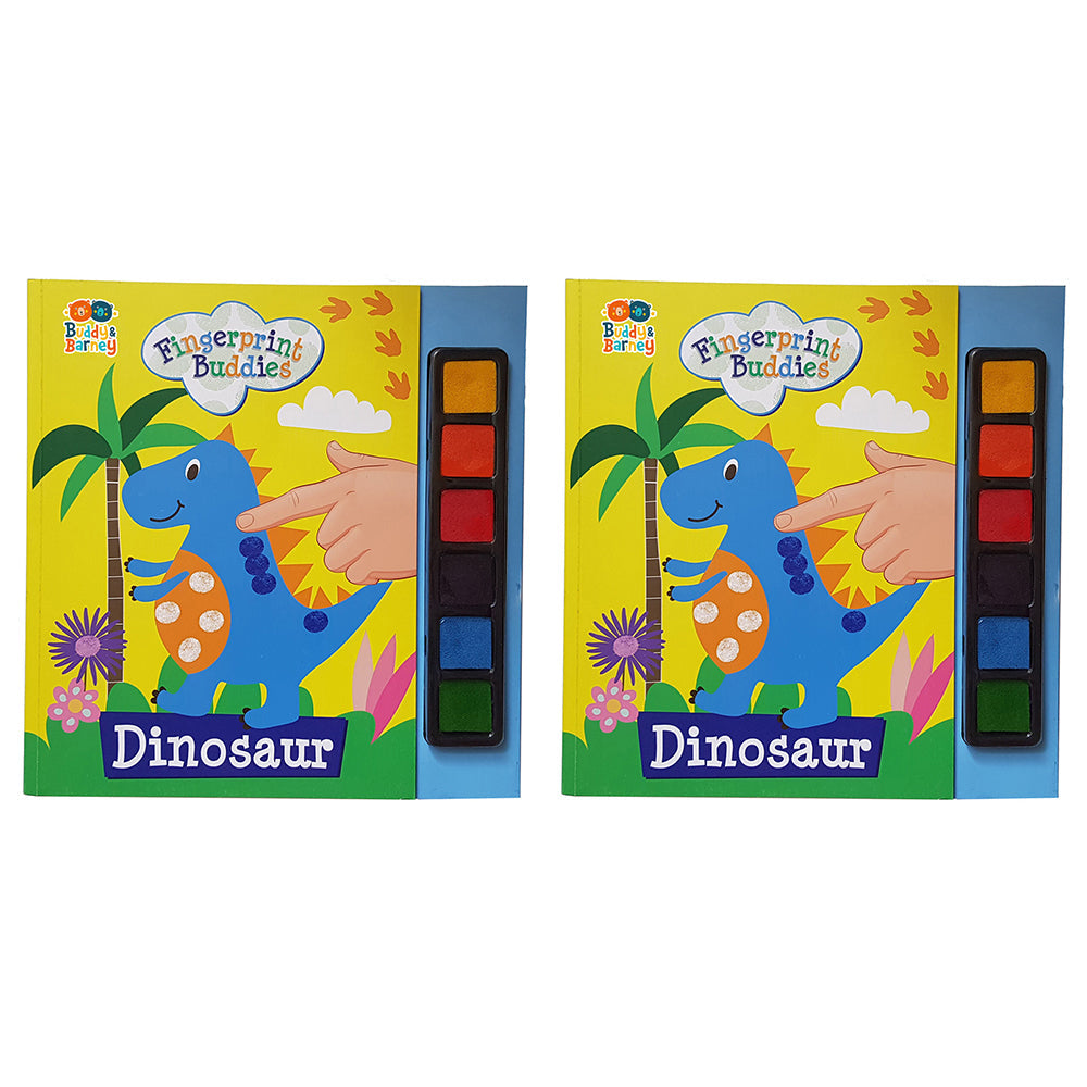 Buddy & Barney 16-Page Finger Print Buddies Colouring Book Dinosaur Kids 3y+ (2 Pack)