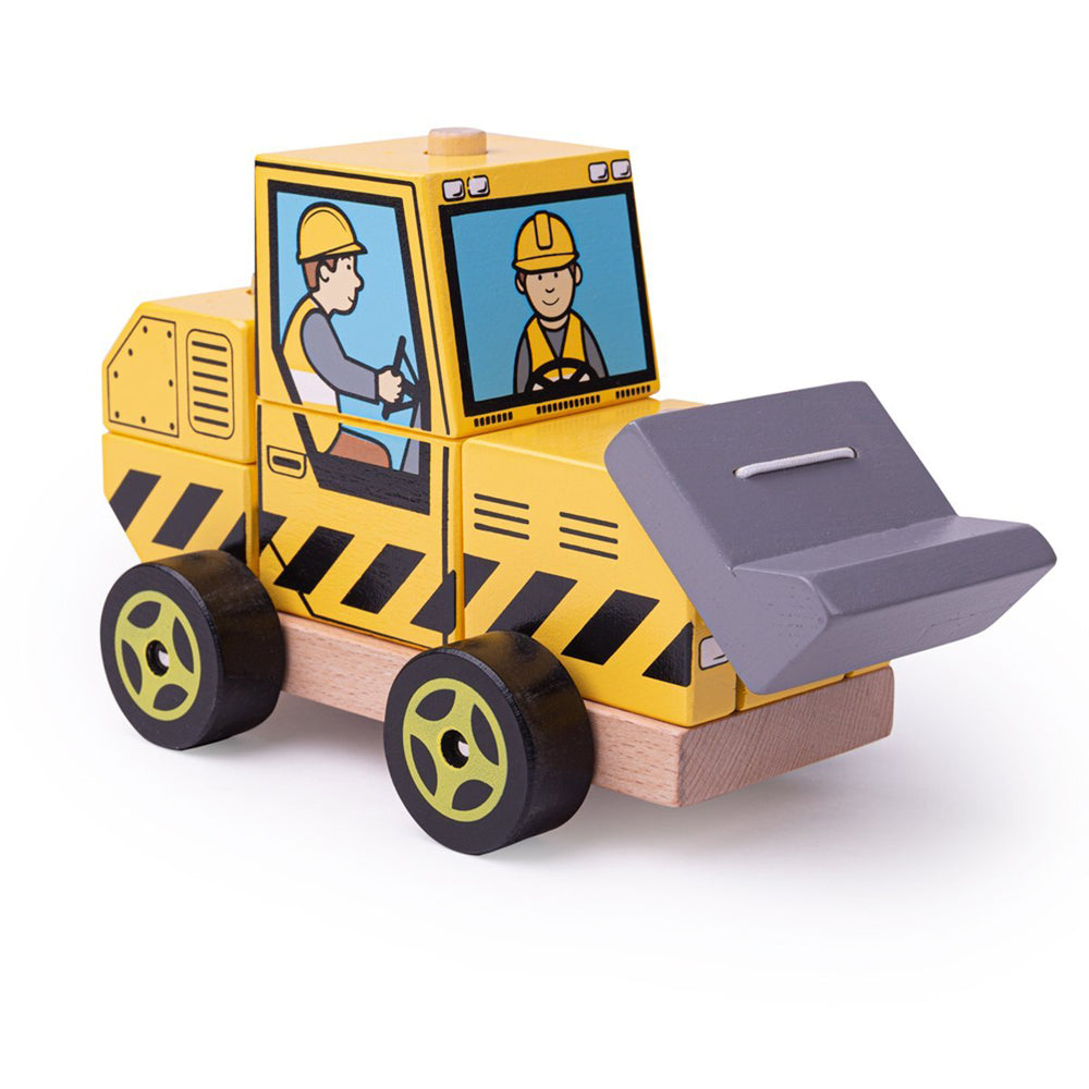 Bigjigs Toys 20cm Wooden Stacking Bulldozer Kids/Children Educational Toy 12m+
