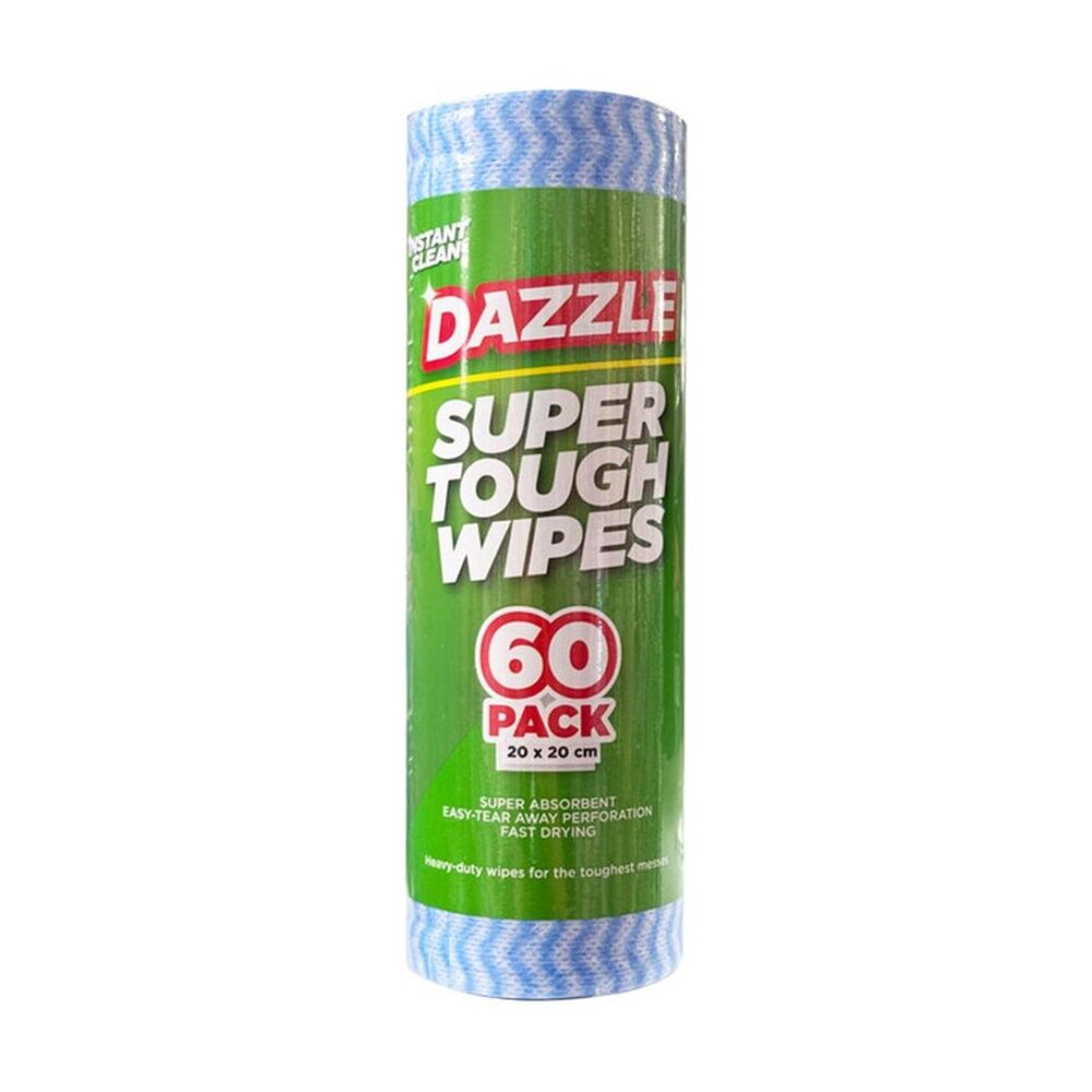 Dazzle 60pc Dazzle Super Tough Heavy Duty Cleaning Wipes 20x20cm Blue (24 Pack) — image 2