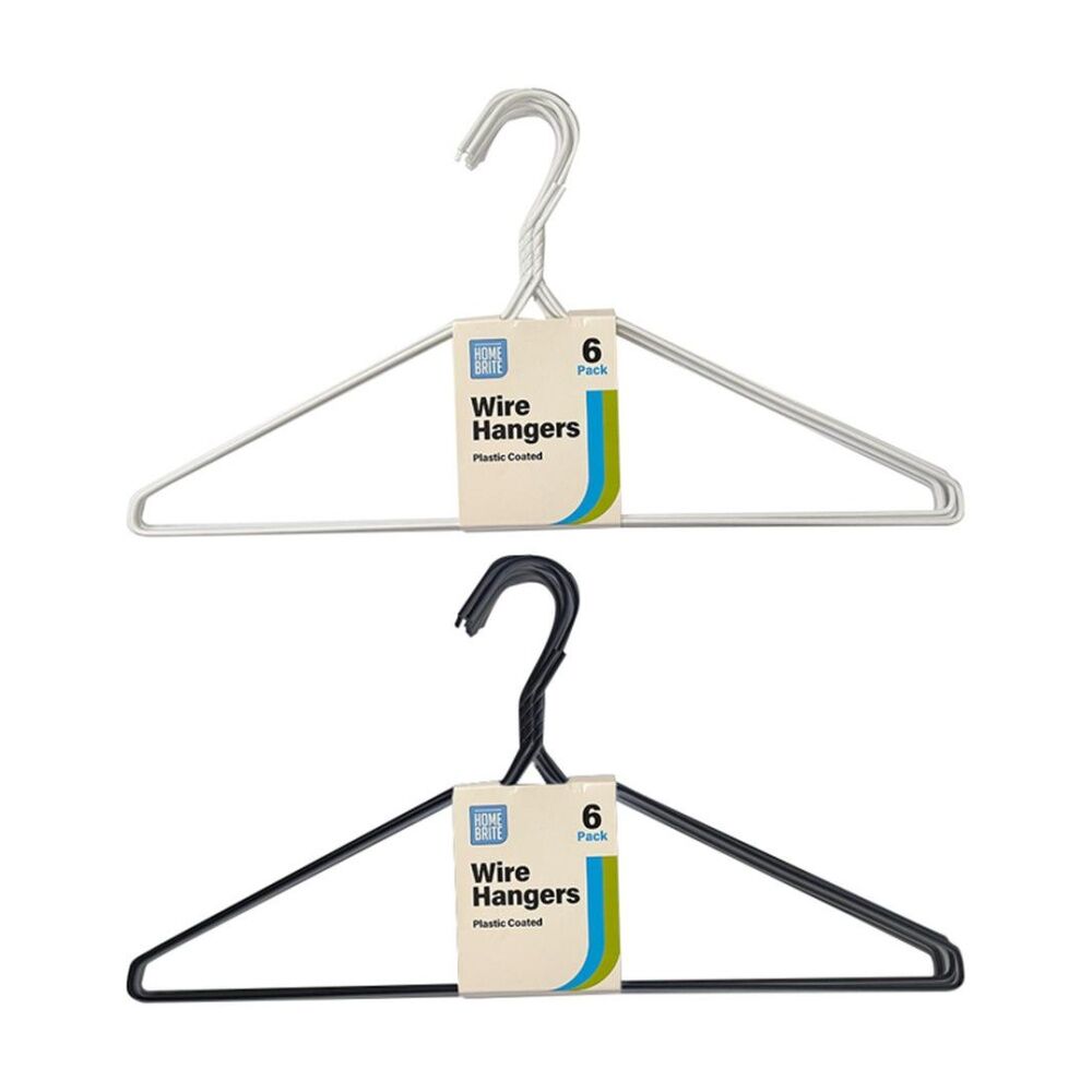 Homebrite Plastic Coated Wire Hanger Coat Closet Accessory Assorted (6 Pack) — image 2
