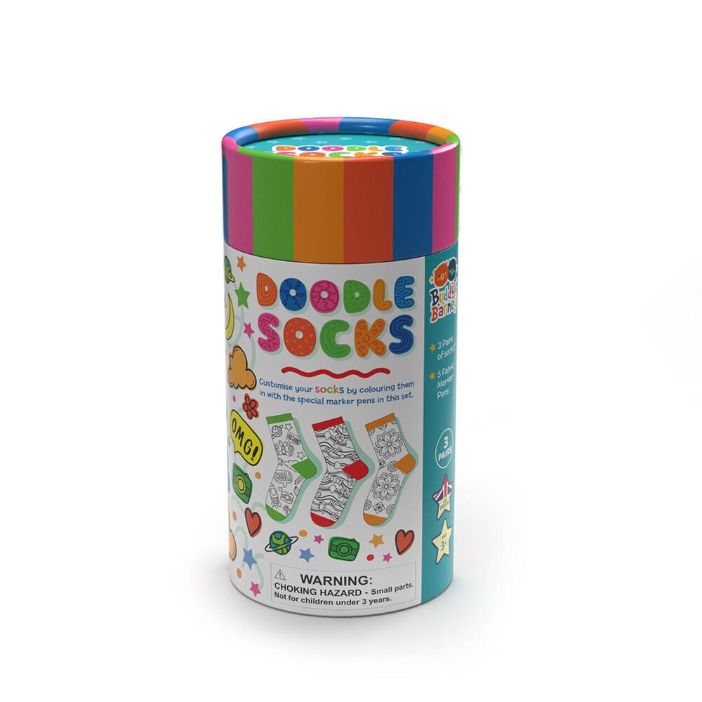 Buddy & Barney Doodle Socks Colour Your Own Socks In Tube Craft Kit 3y+ (11 Pieces)