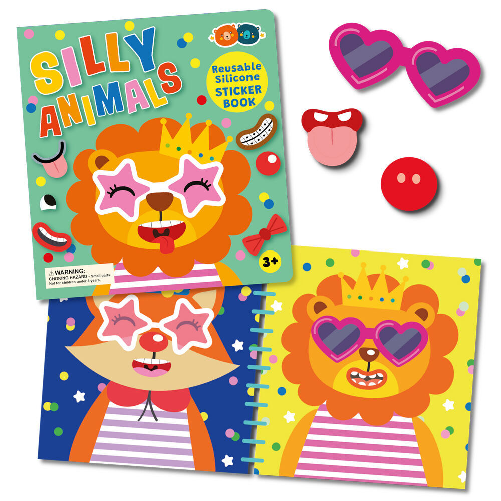 Buddy & Barney Reusable Silicone Sticker Book Silly Faces & Animals 3y+ (2 Pieces) — image 6