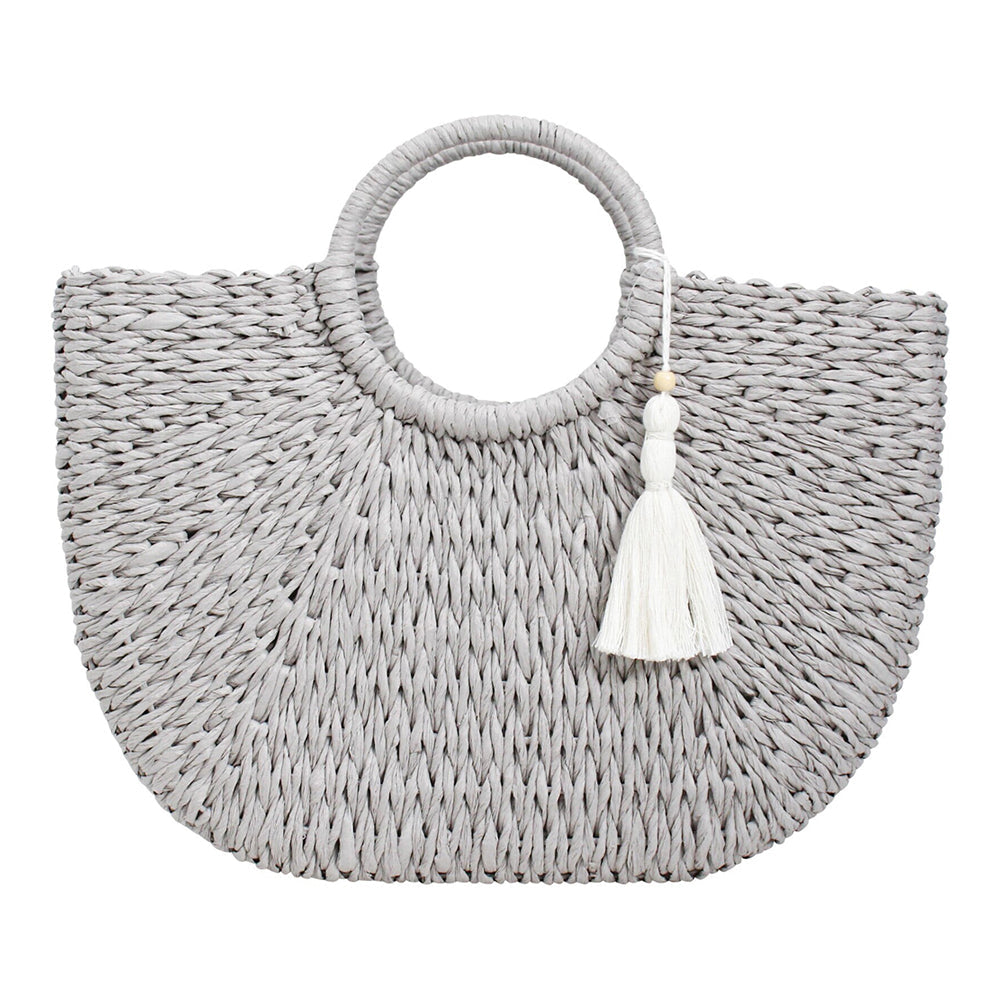 LVD Woven 44cm Paper Shopper Basket Ladies/Women's Fashion/Travel Handbag Pewter
