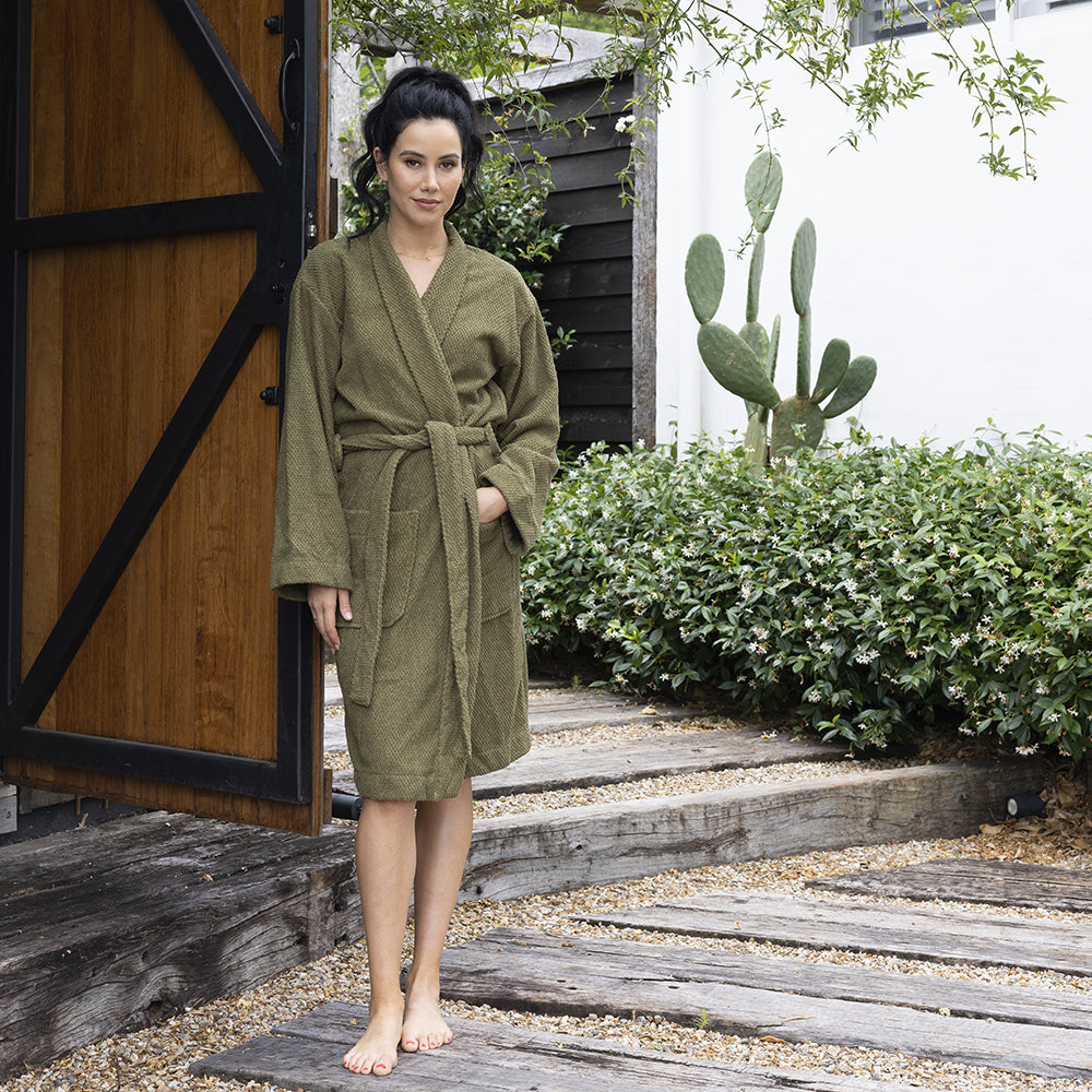Bambury Angove Cotton Olive Bathroom Robe/Dressing Gown — image 2