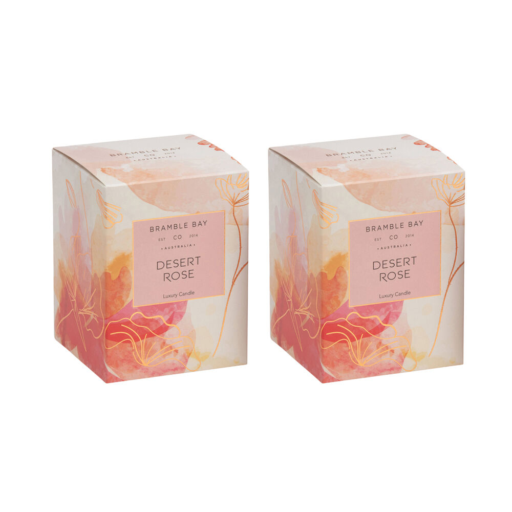 Bramble Bay Native Plum Dessert Rose Scented Ceramic Candle 270g (2 Pack)