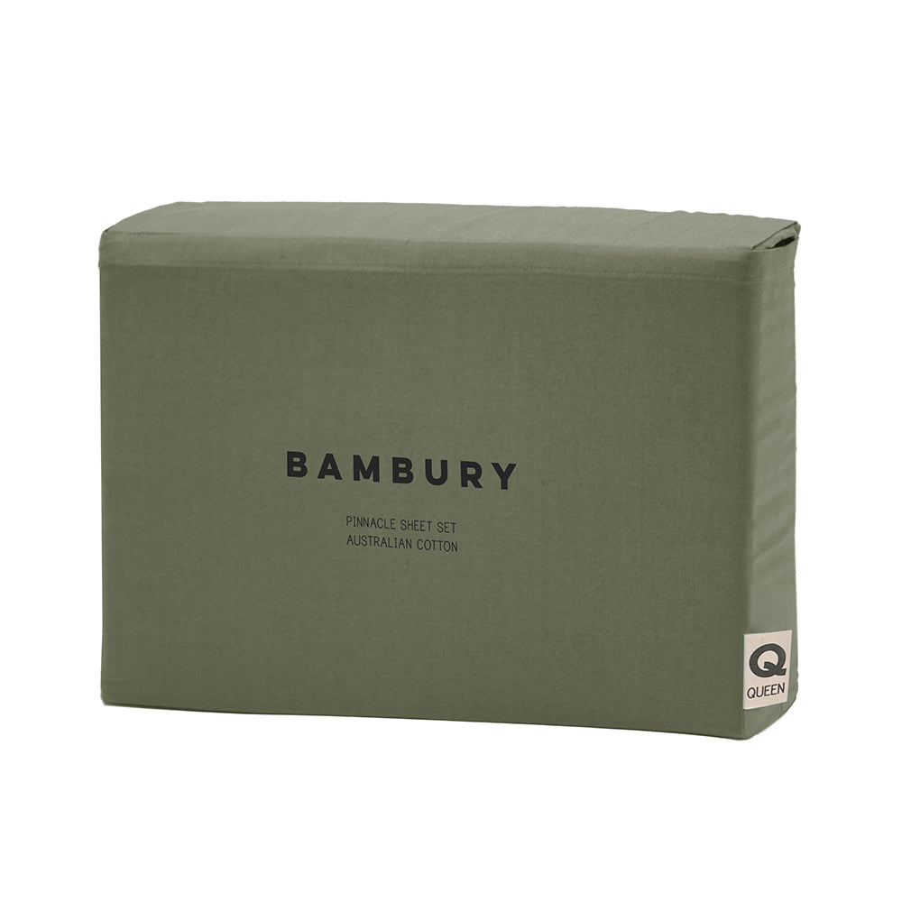 Bambury Pinnacle Sheet Set Moss Bedding w/Pillowcase Cotton — Queen