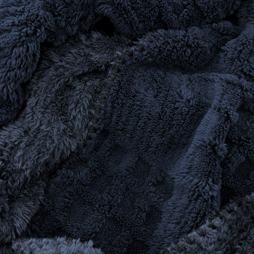 Bambury Lattice Sherpa Warm Blanket Soft Bed Throws Navy — image 3