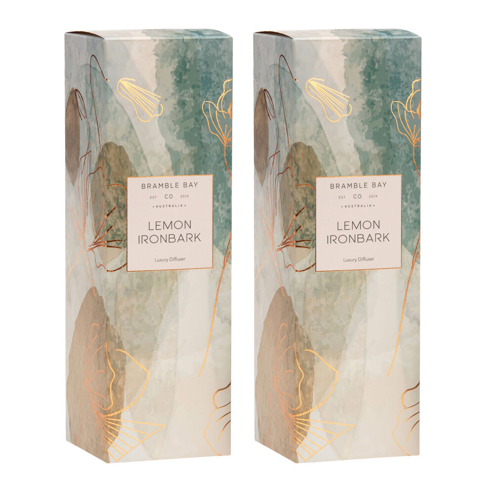 Bramble Bay Native Reed Diffuser Lemon Ironbark Scented Home Fragrance 150ml (2 Pack)