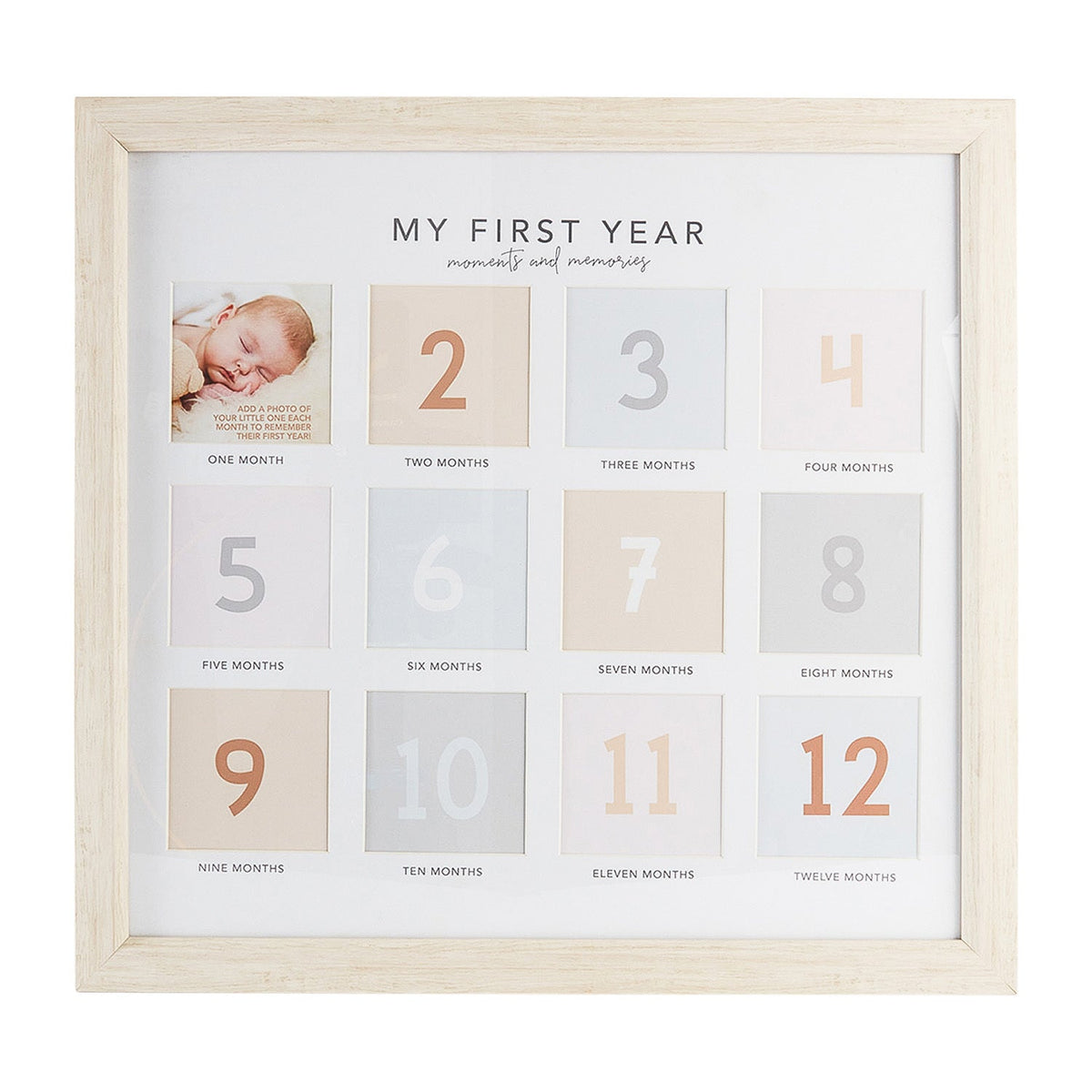 Splosh Baby First Year 12-Slot Picture Photo Frame 43.5cm Wall Hanging Square