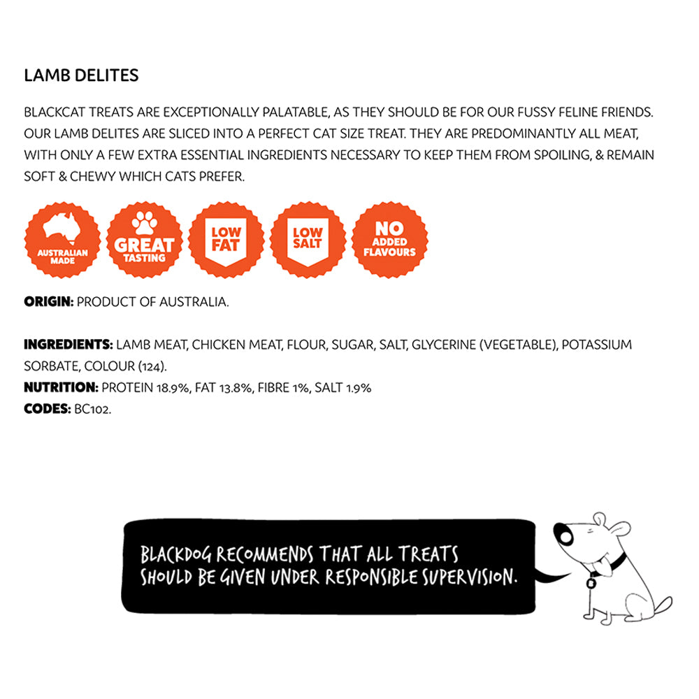 Blackcat Lamb Delites 60g Cat/Pet Healthy Treats/Food/Meal/Snacks Reward Bag — image 3