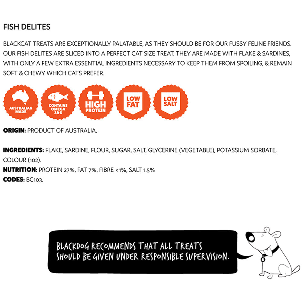 Blackcat Fish Delites 60g Cat/Pet Healthy Treats/Food/Meal/Snacks Reward Bag — image 3