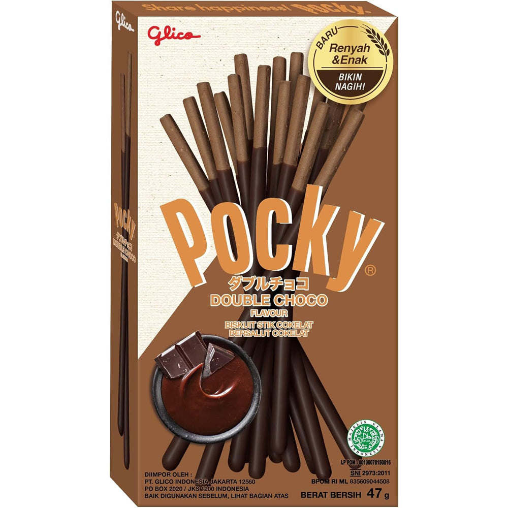 Glico Pocky Double Chocolate Flavour Dipped Sticks Japanese Sweet Biscuit Snack 39G